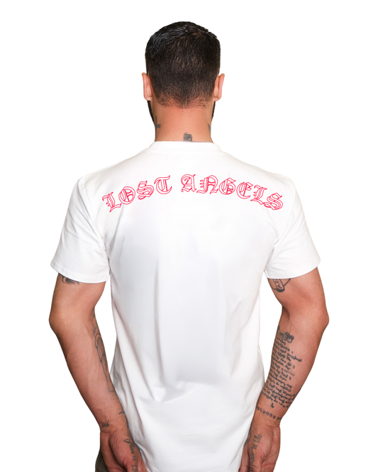 Lost Angels Tee AL Cream White Pink Print
