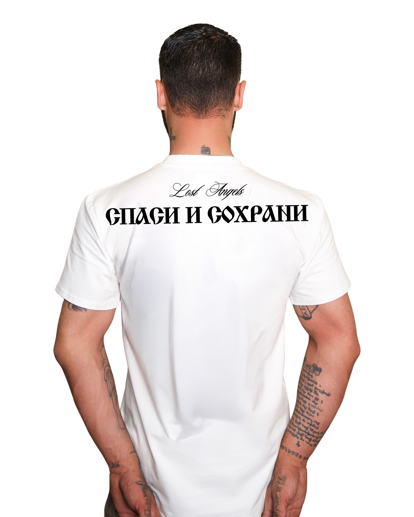 Lost Angels Spasi I Sokhrani Cream White Tee black Print