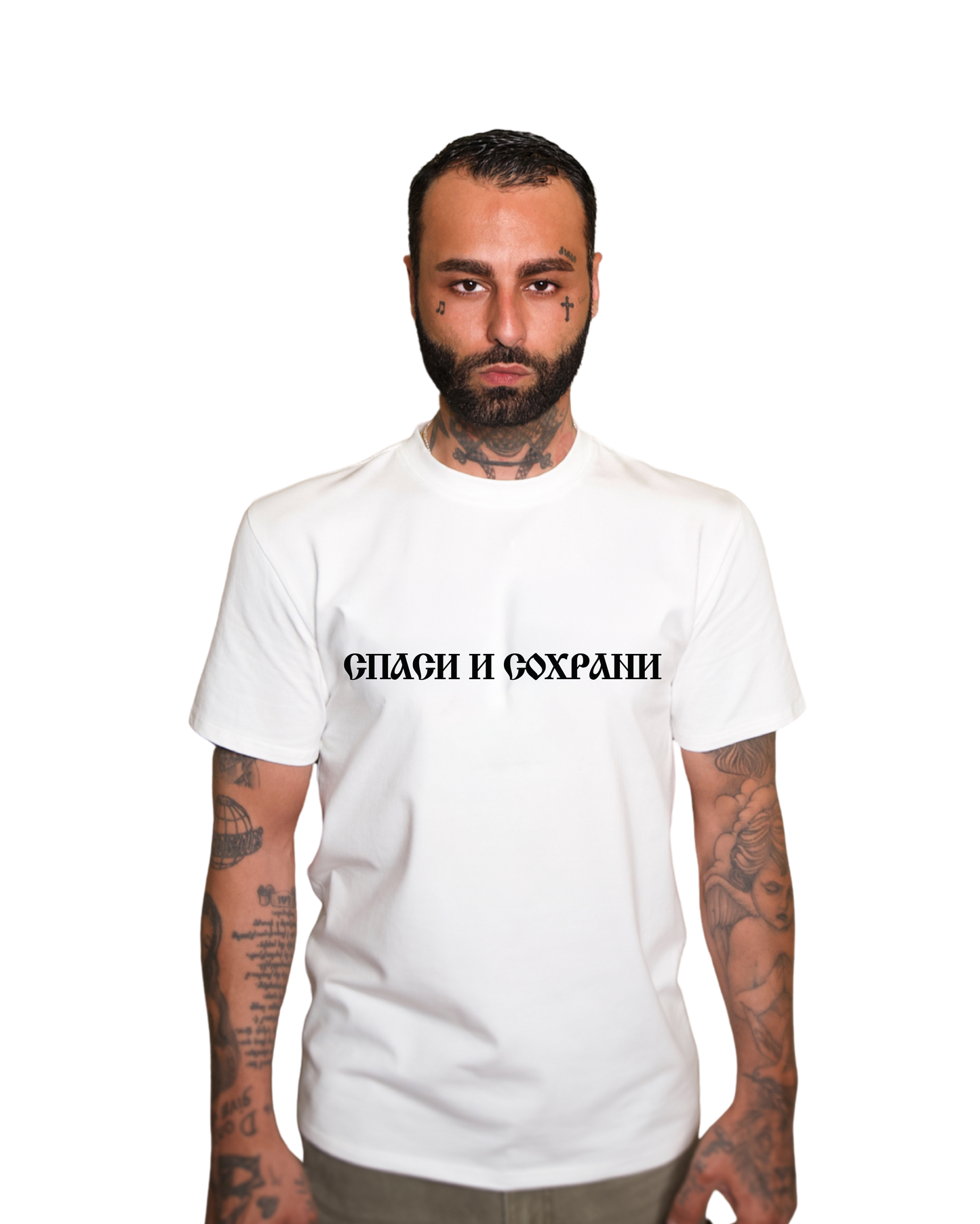 Lost Angels Spasi I Sokhrani Cream White Tee black Print