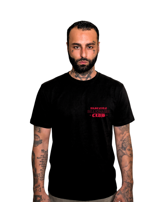 Lost Angels Armenian Billionaires Club Black Tee Pink Print