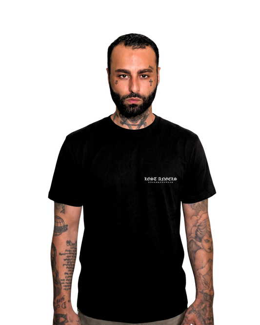 Lost Angels Spasi I Sokhrani Black Tee White Print