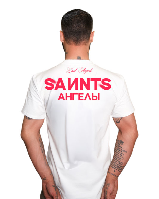 Lost Angels SAИИTS АНГЕЛЫ Cream White Pink Print
