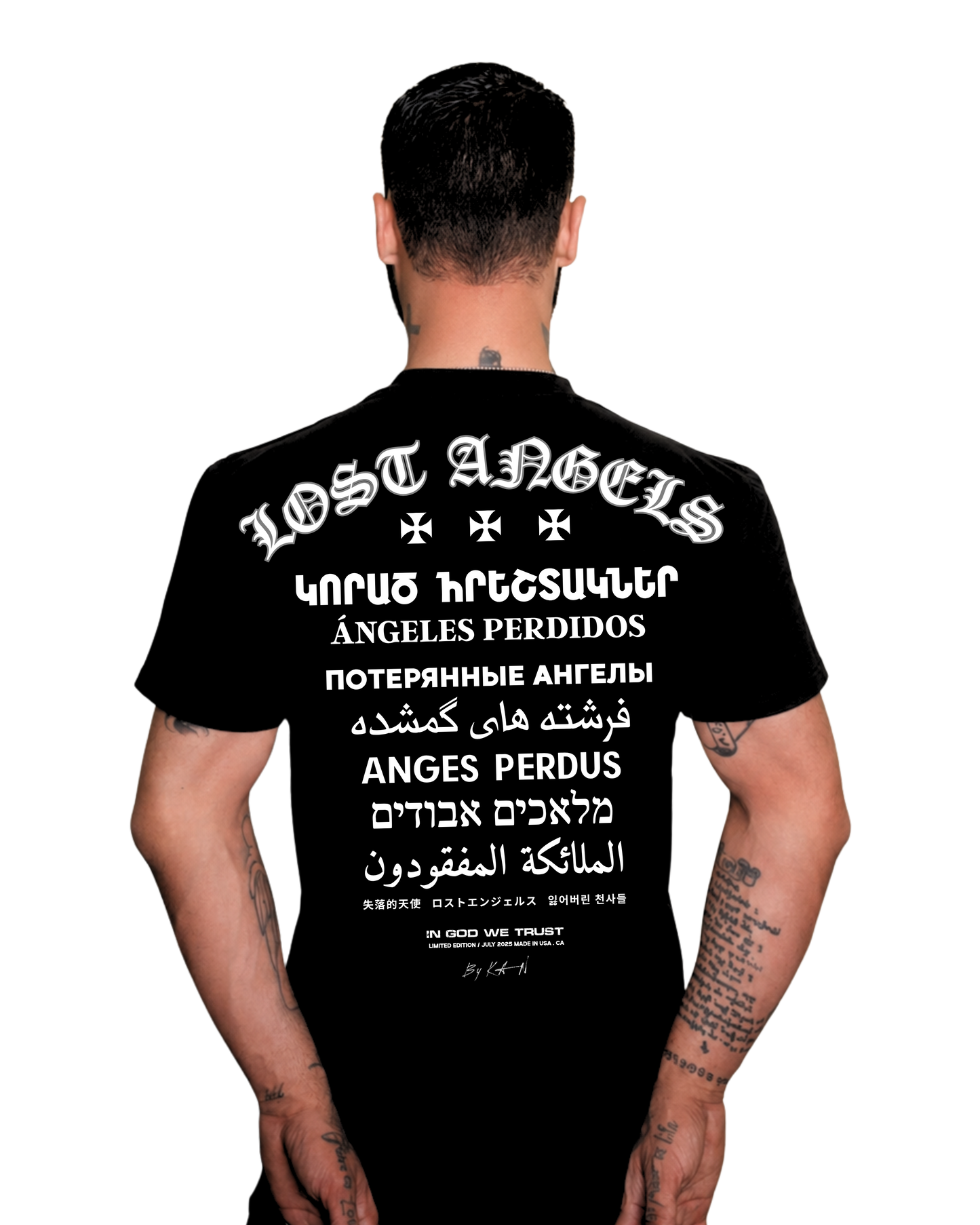 Lost Angels World Black Tee White Print