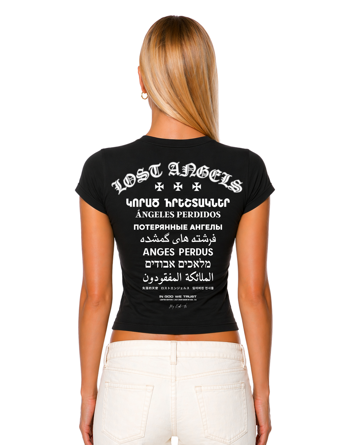 Lost Angels World  Black Tee White Print