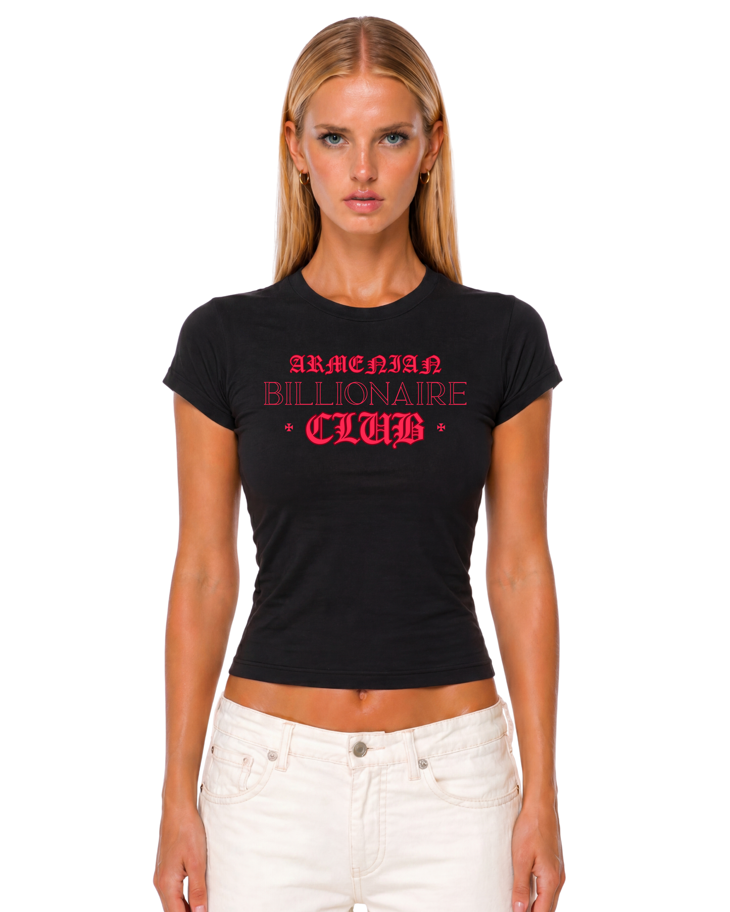 LOST ANGELS ARMENIAN BILLIONAIRES CLUB BLACK TEE PINK PRINT